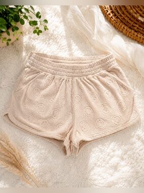 OFFLINE by Aerie Happy face Terry cloth lounge shorts draw strong textured